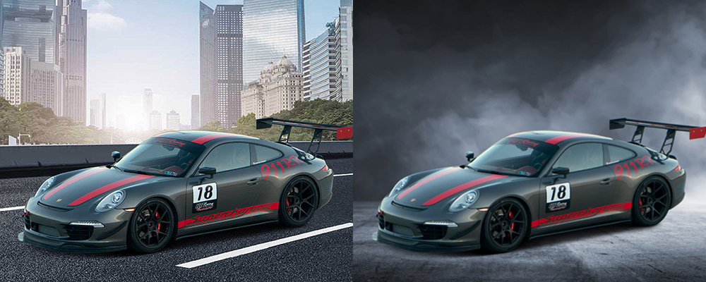 car photo adding special effects